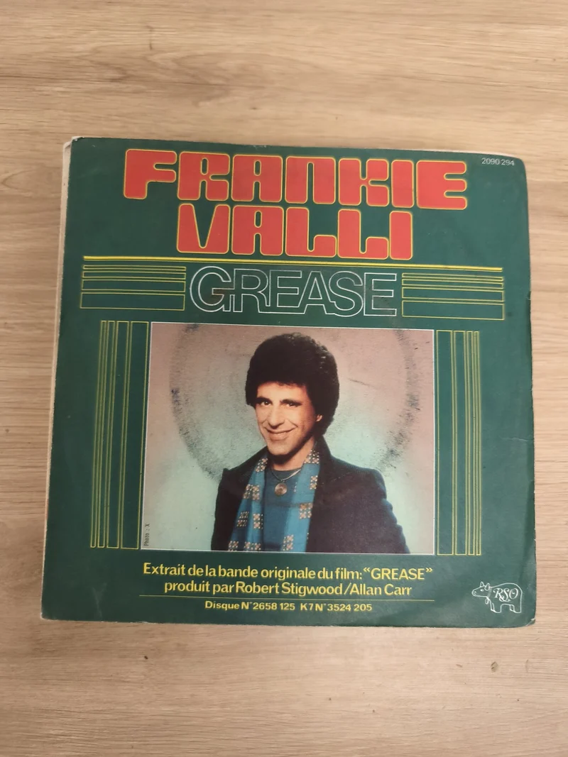 Vinyle 45 tours Frankie Valli Grease pochette verte bande originale film