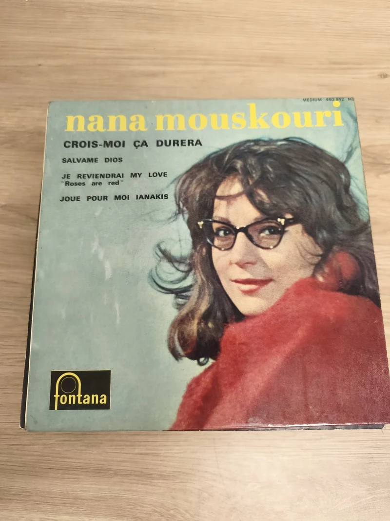 45T Nana Mouskouri Crois-moi ça durera Fontana pochette photo rouge