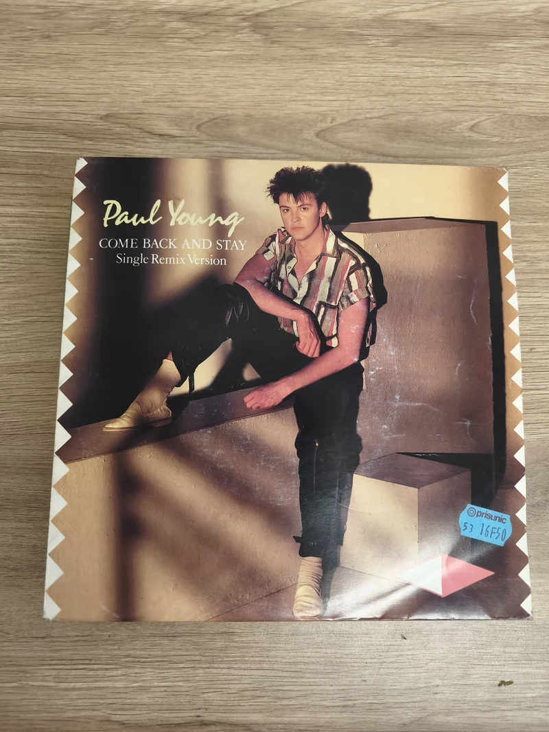 Vinyle 45 tours Paul Young Come Back and Stay Single Remix pochette illustrée
