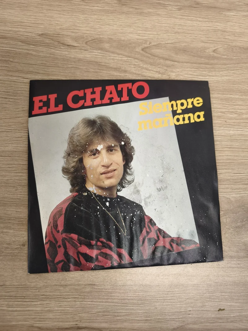Vinyle 45 tours El Chato Siempre Mañana pochette noire et rouge (Ref 2)