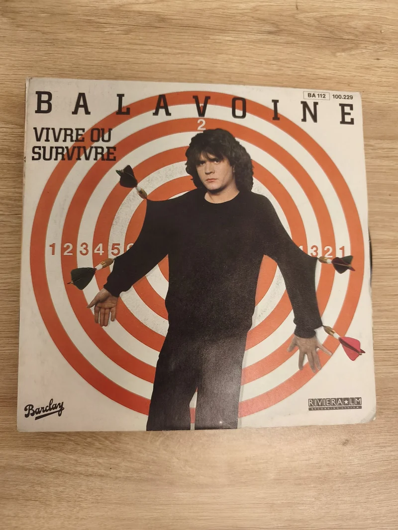 Vinyle 45T Balavoine Vivre ou Survivre Barclay pochette cible orange (Ref 1)