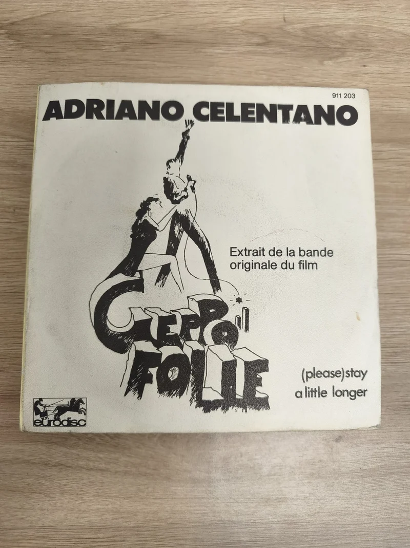 Vinyle 45T Adriano Celentano Geppo Folle BOF Eurodisc pochette illustrée