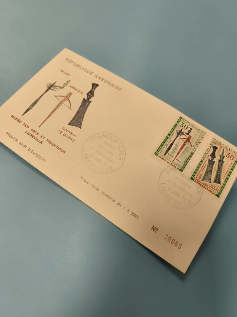 Enveloppe FDC Gabon Musée des Arts Timbres 1er Jour armes traditionnelles
