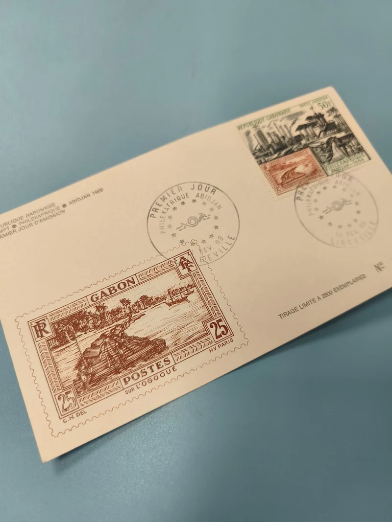 Enveloppe FDC Gabon 1989 Premier Jour d?Émission Timbres illustrés Abidjan