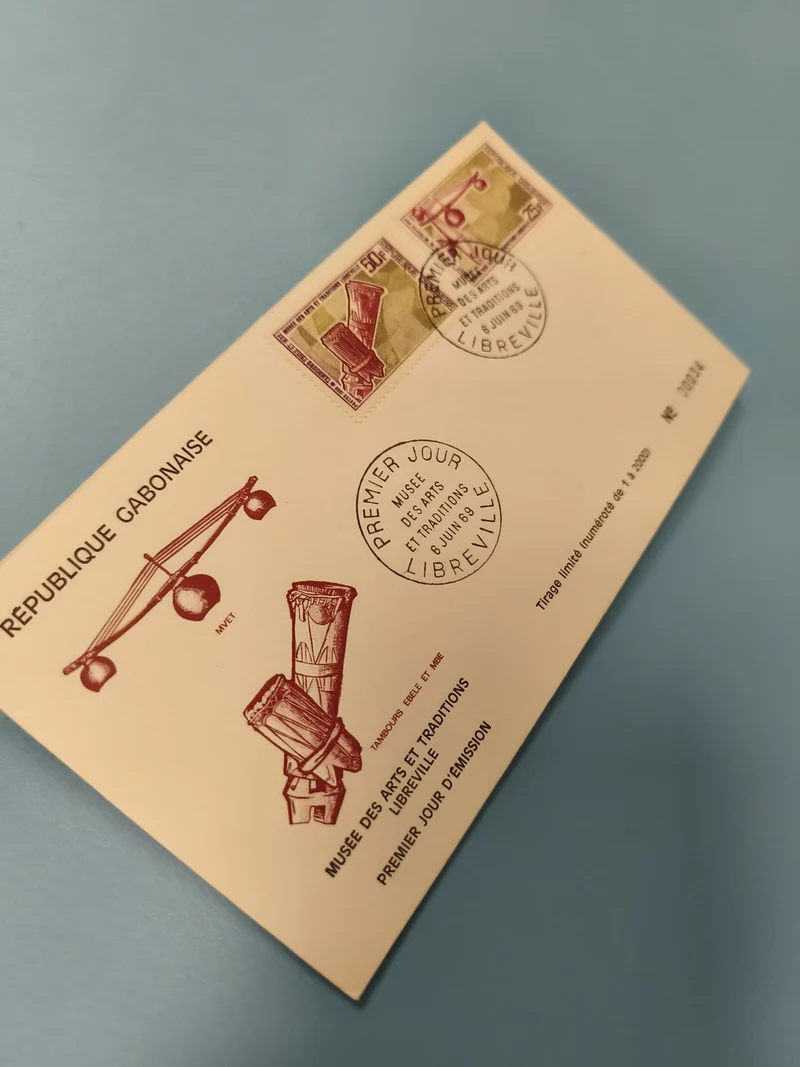 Enveloppe FDC Gabon Premier Jour Musée des Arts Timbres illustrés Librevillle