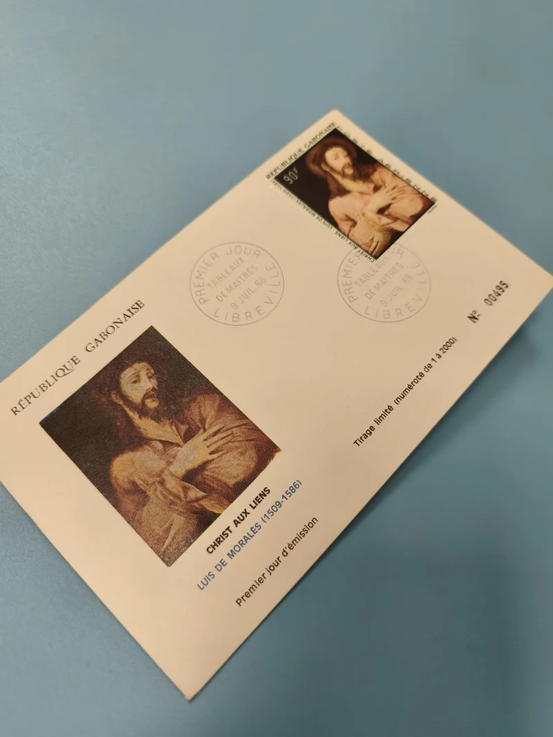 Enveloppe FDC Premier Jour Gabon 1968 Timbre Christ aux Liens Morales numérotée