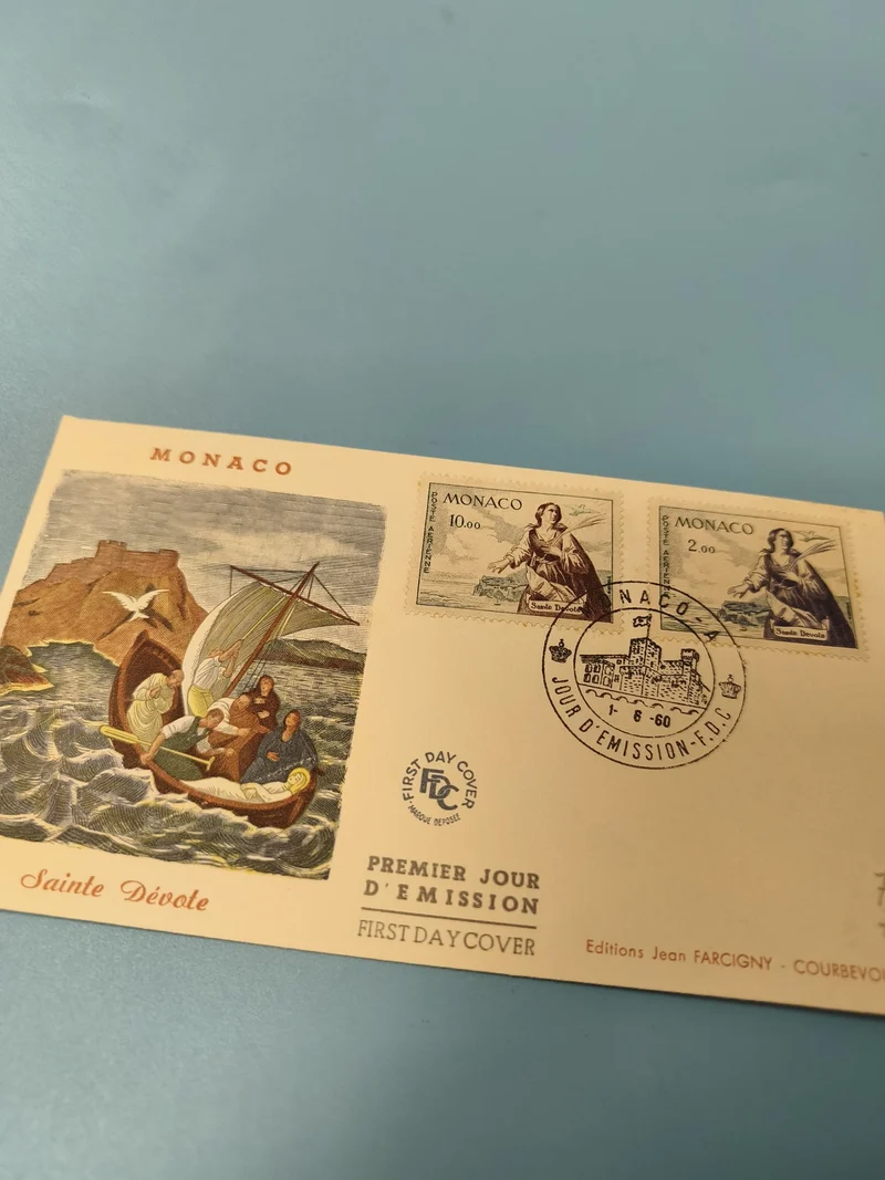 Enveloppe FDC Monaco Sainte Dévote timbres 1er jour d?émission illustrée