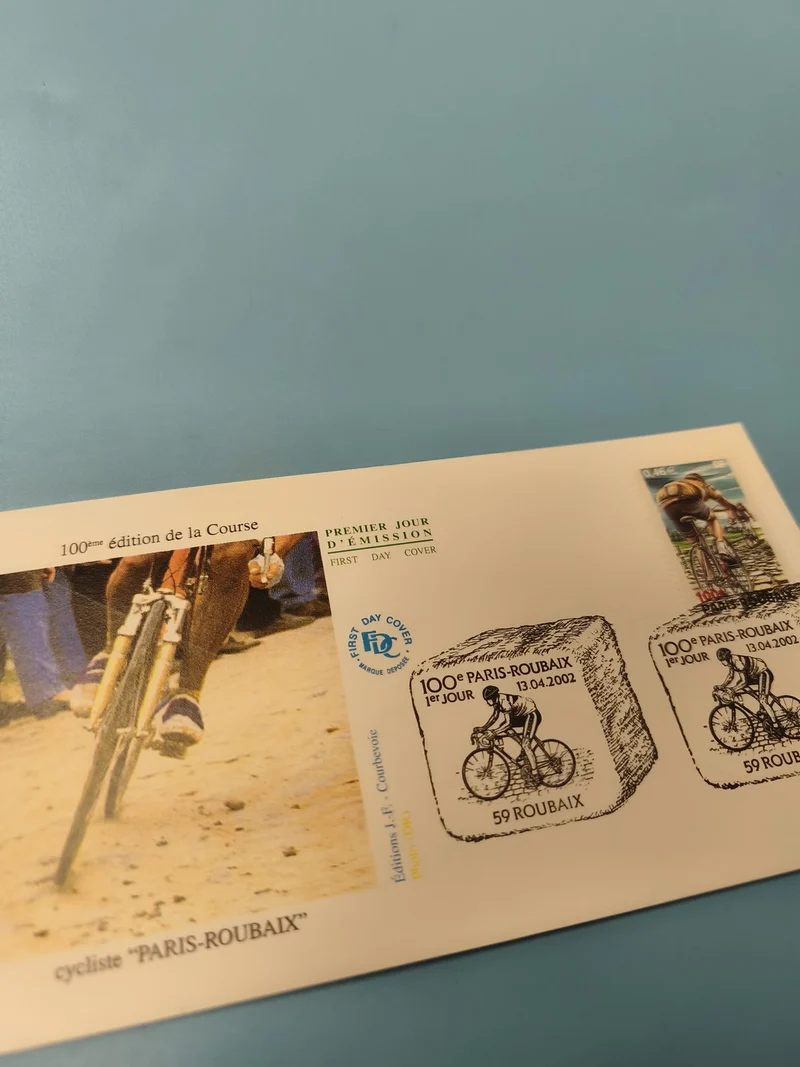Enveloppe FDC Premier Jour Paris-Roubaix 2002 cyclisme timbre illustré
