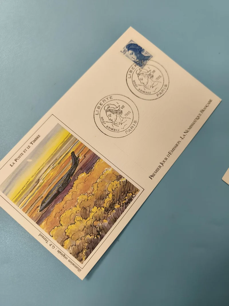 Enveloppe FDC premier jour d?émission timbre Liberté Paris illustration avion