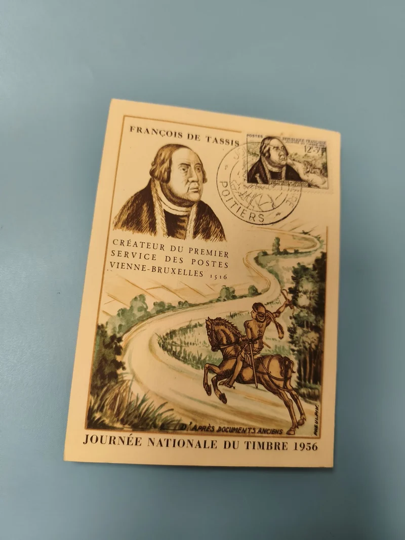 Ancienne carte postale philatélie oblitérée Journée du Timbre 1956 François de T