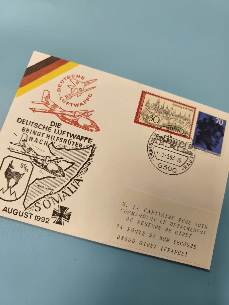 Ancienne enveloppe airmail Allemagne Luftwaffe oblitérée philatélie 1992