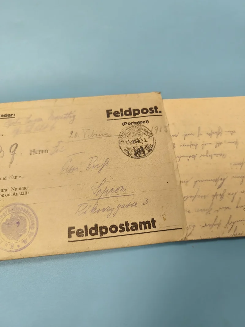 Ancienne enveloppe Feldpost WW1 1915 avec cachet militaire, philatélie collectio