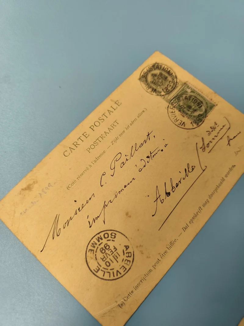 Ancienne carte postale Belgique XIXe, timbres oblitérés, philatélie rare
