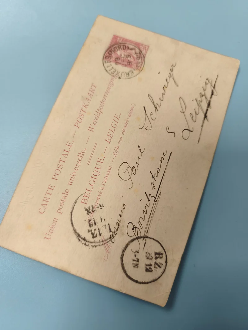 Ancienne carte postale Belgique XIXe philatélie timbre oblitéré rare