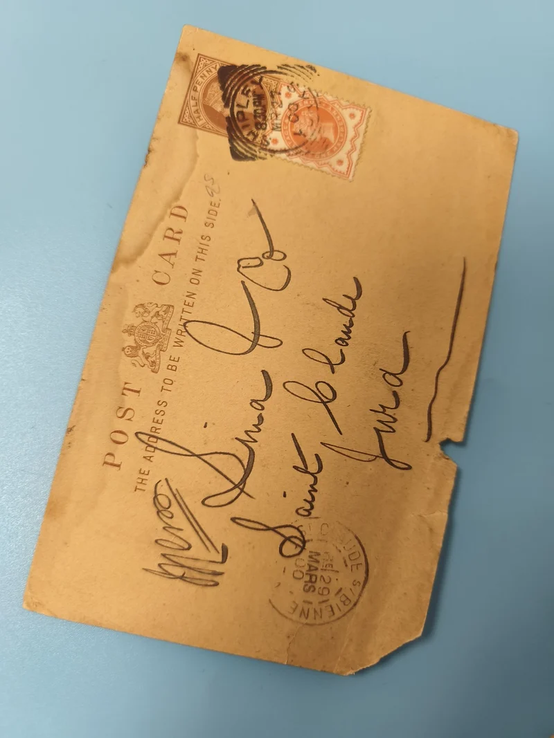 Carte postale ancienne fin XIXe philatélie, timbre oblitéré, France (Ref 5)