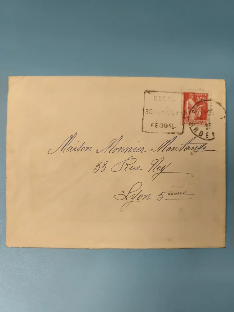 Ancienne enveloppe oblitérée début XXe philatélie timbre rouge France