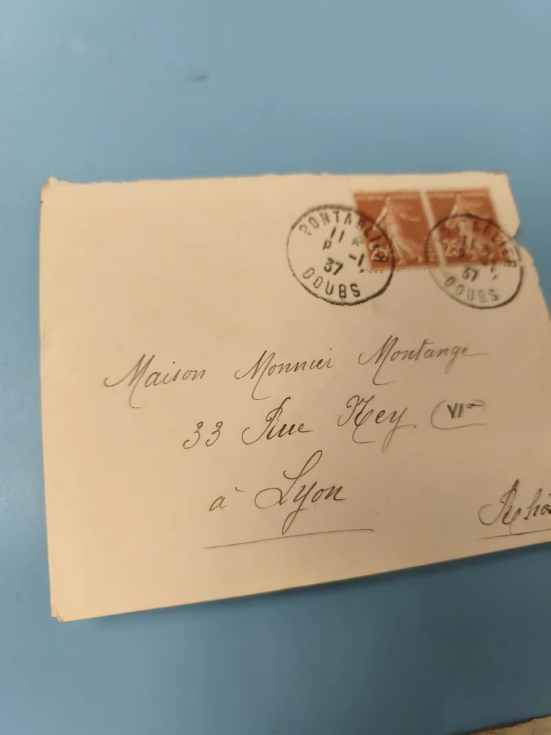 Ancienne enveloppe oblitérée début XXe philatélie timbres rouges France
