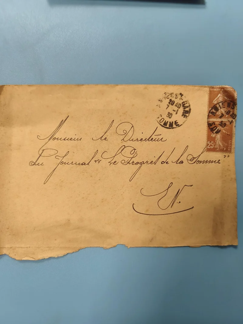 Ancienne enveloppe oblitérée début XXe philatélie France 25c brun (Ref 6)