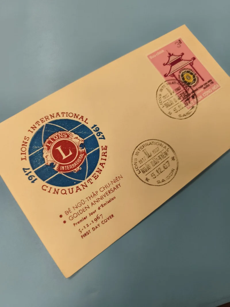 Ancienne enveloppe FDC Vietnam 1967 Lions International timbre oblitéré