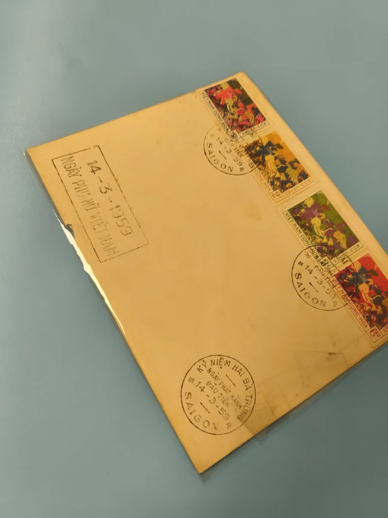 Ancienne enveloppe timbrée oblitérée Vietnam 1959 collection philatélie Saigon