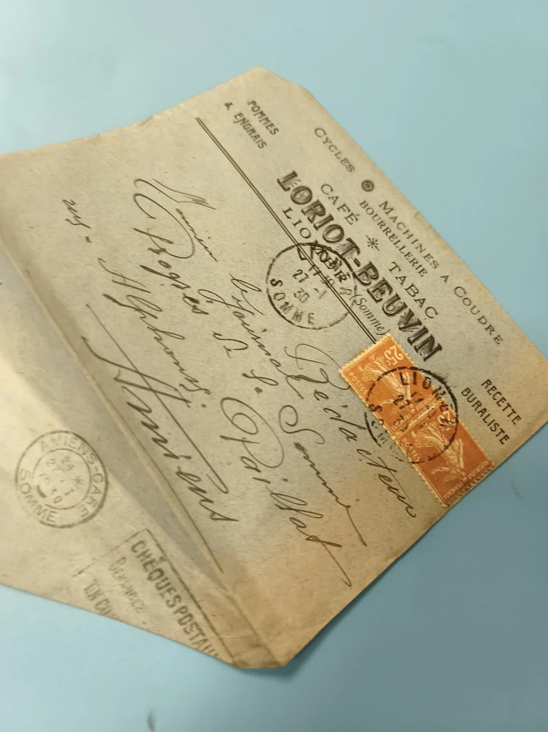 Ancienne enveloppe timbrée oblitérée Somme philatélie collection vintage