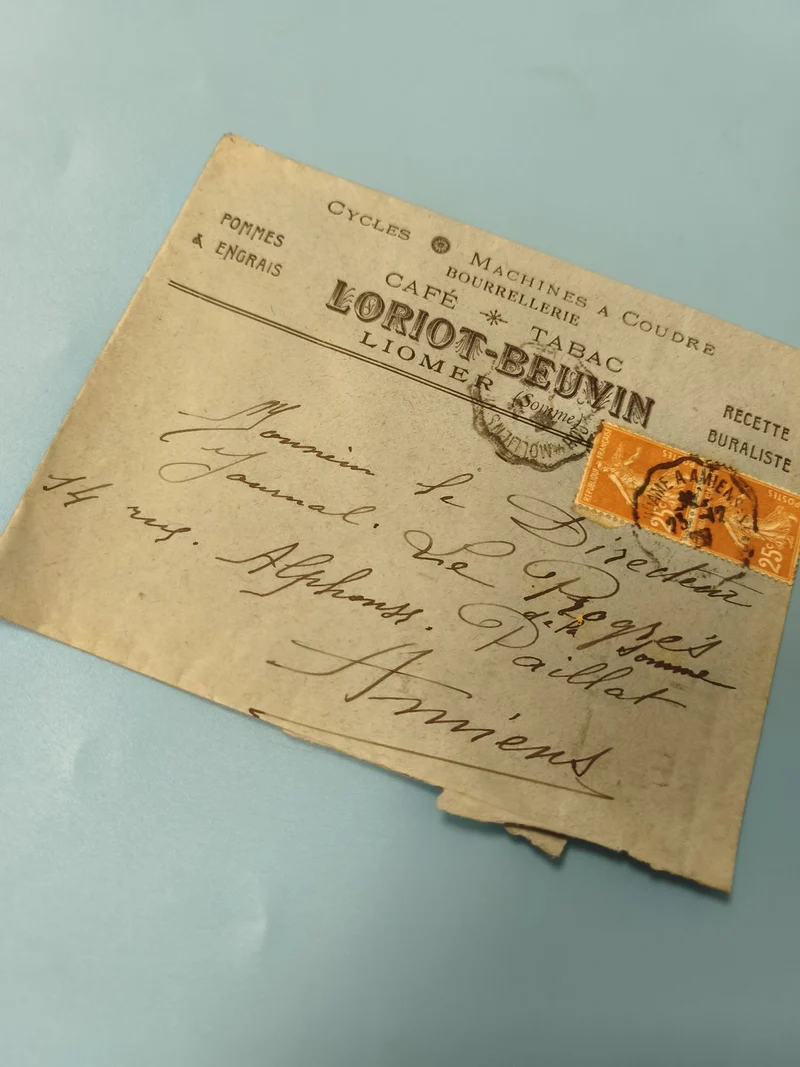 Ancienne enveloppe timbrée Loriot-Beuvin Amiens oblitérée philatélie collection