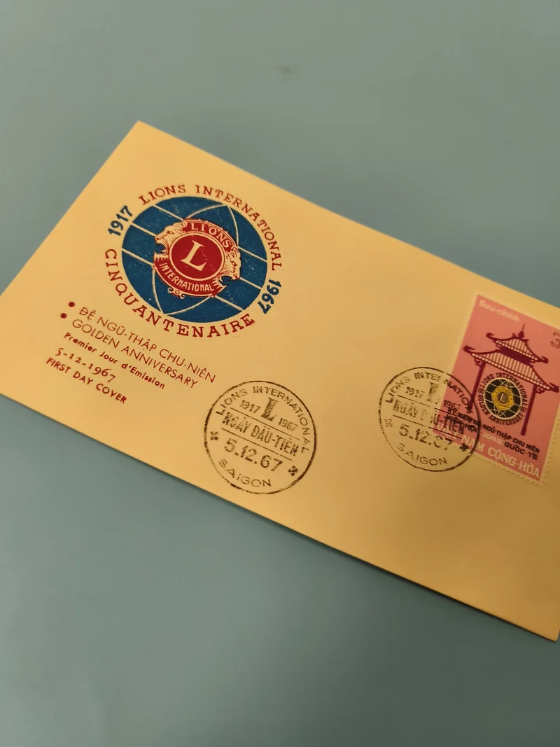 Ancienne enveloppe FDC Vietnam 1967 Lions International timbre premier jour Saïg