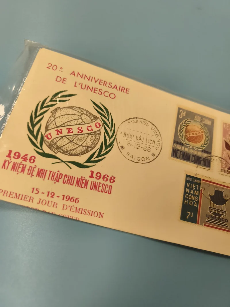 Ancienne enveloppe FDC Vietnam UNESCO 1966 timbres premier jour collection