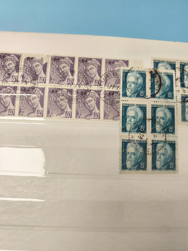 Lot anciens timbres oblitérés France ? Mercure violet, Jean Perrin bleu collecti