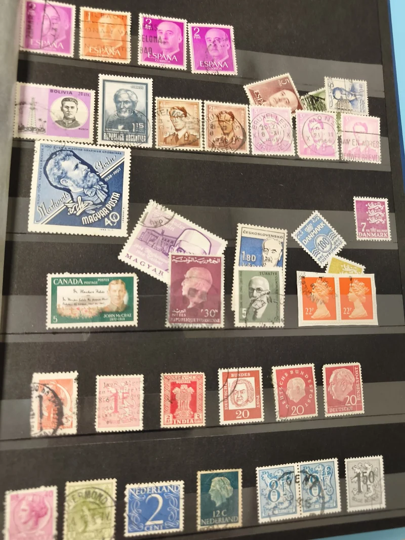 Lot anciens timbres oblitérés étrangers, Europe et monde, collection philatélie