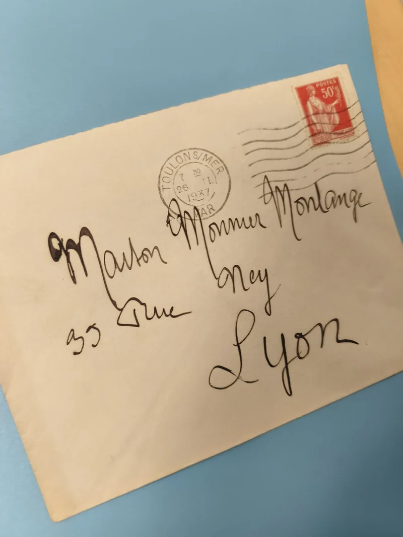 Ancienne enveloppe oblitérée 1937 philatélie vintage France Lyon (Ref 6)