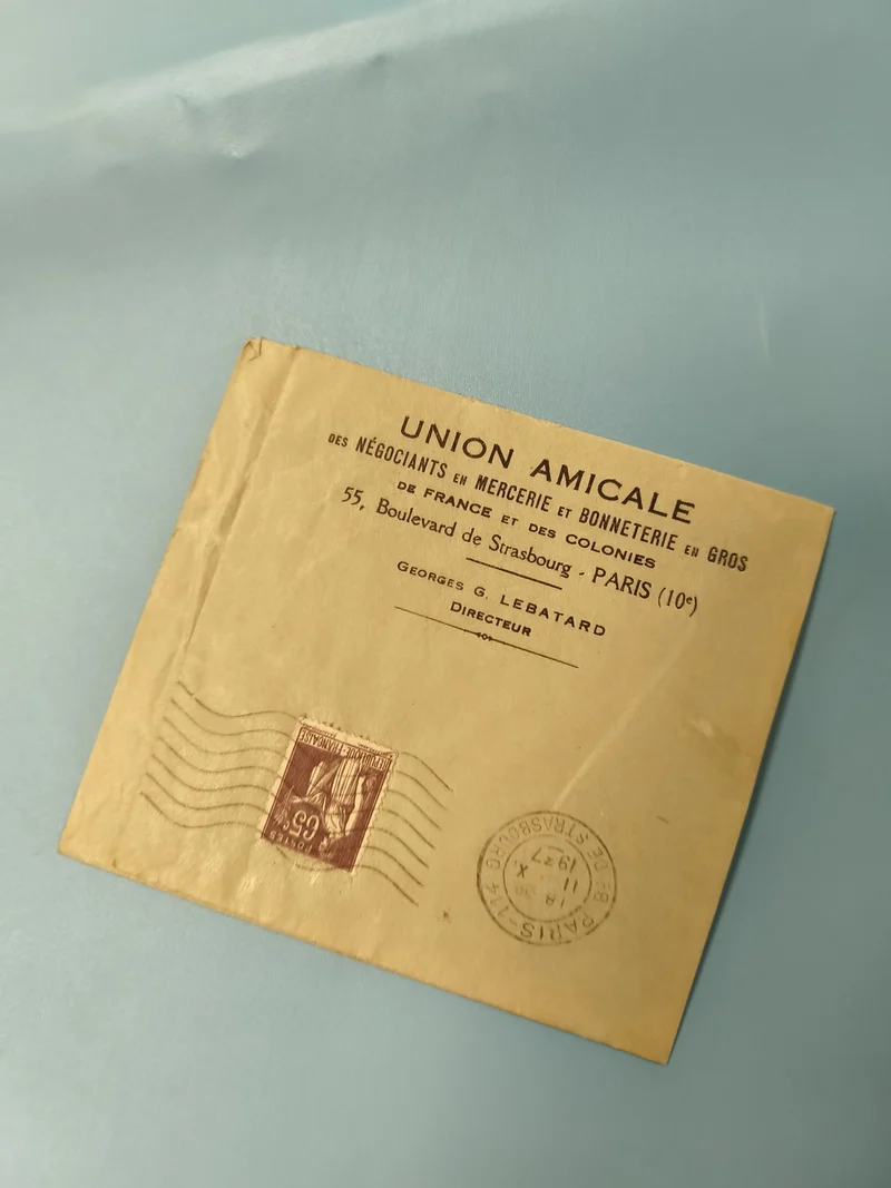 Ancienne enveloppe oblitérée début XXe philatélie Paris timbre 65c vintage