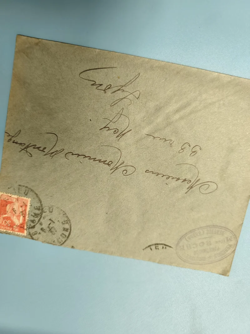 Ancienne enveloppe oblitérée début XXe philatélie timbre rouge (Ref 6)