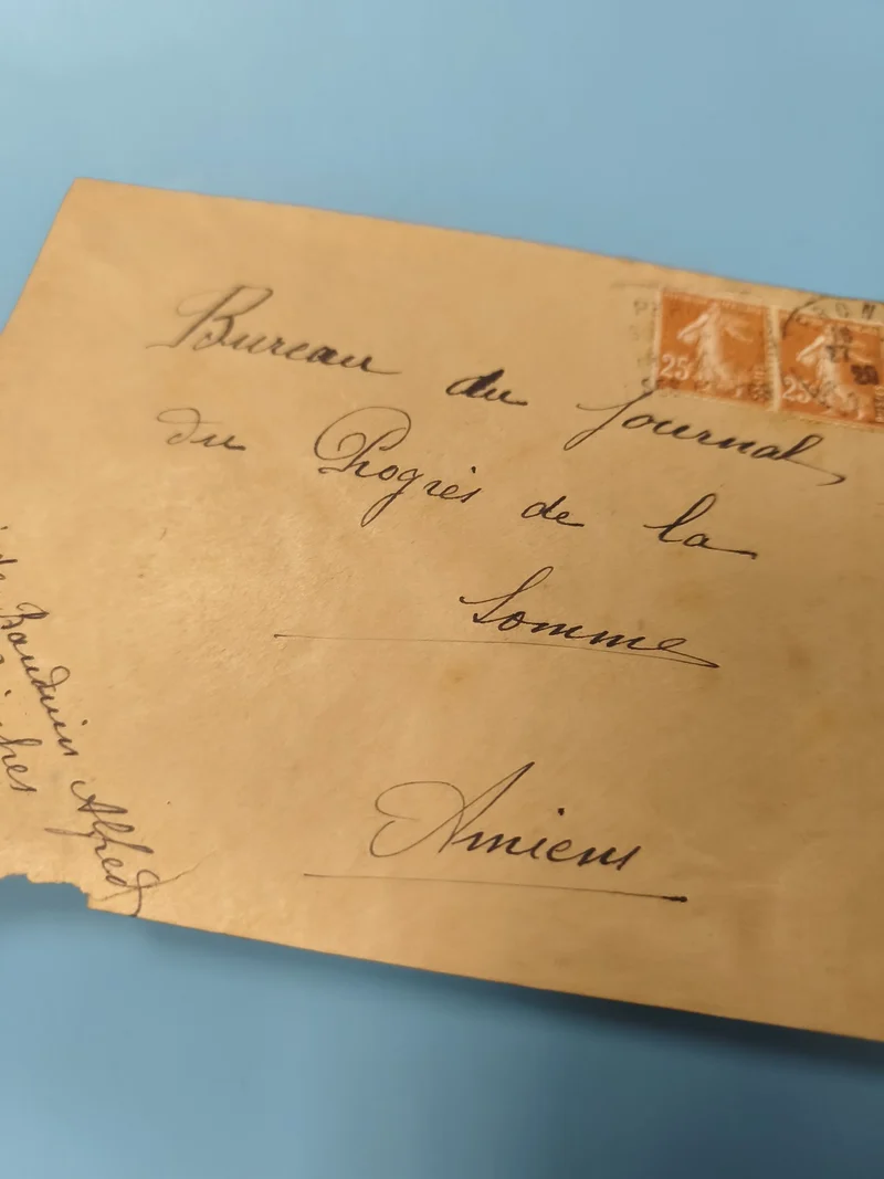 Ancienne enveloppe oblitérée début XXe, timbres 25c, philatélie collection