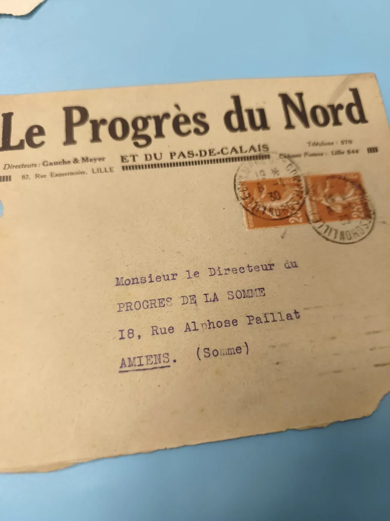 Ancienne enveloppe oblitérée Le Progrès du Nord début XXe philatélie vintage
