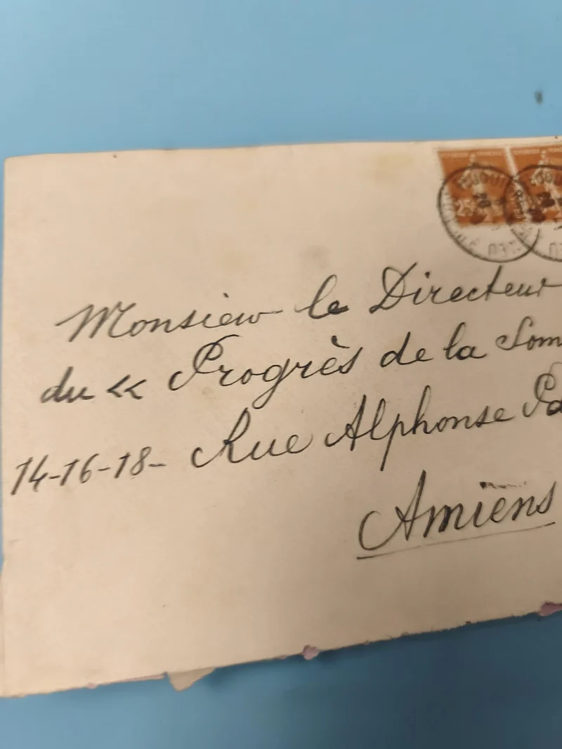 Ancienne enveloppe oblitérée début XXe philatélie Amiens timbres orange (Ref 6)