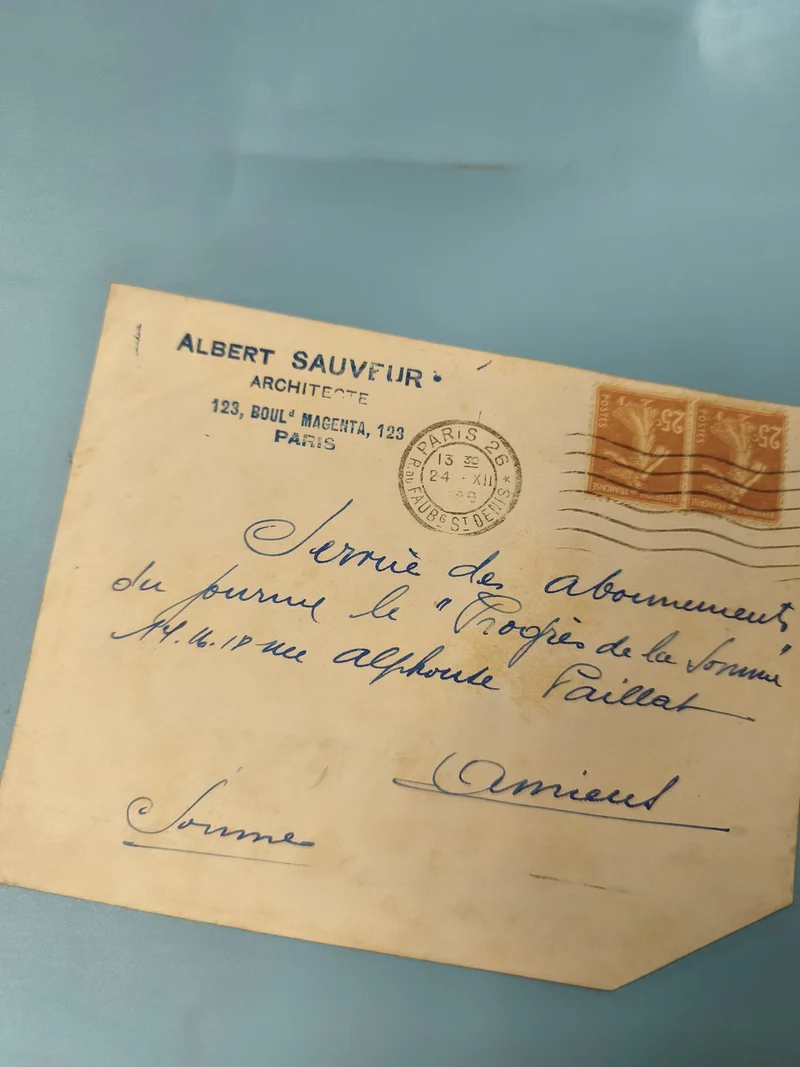 Ancienne enveloppe oblitérée début XXe Paris philatélie timbres 25c (Ref 6)