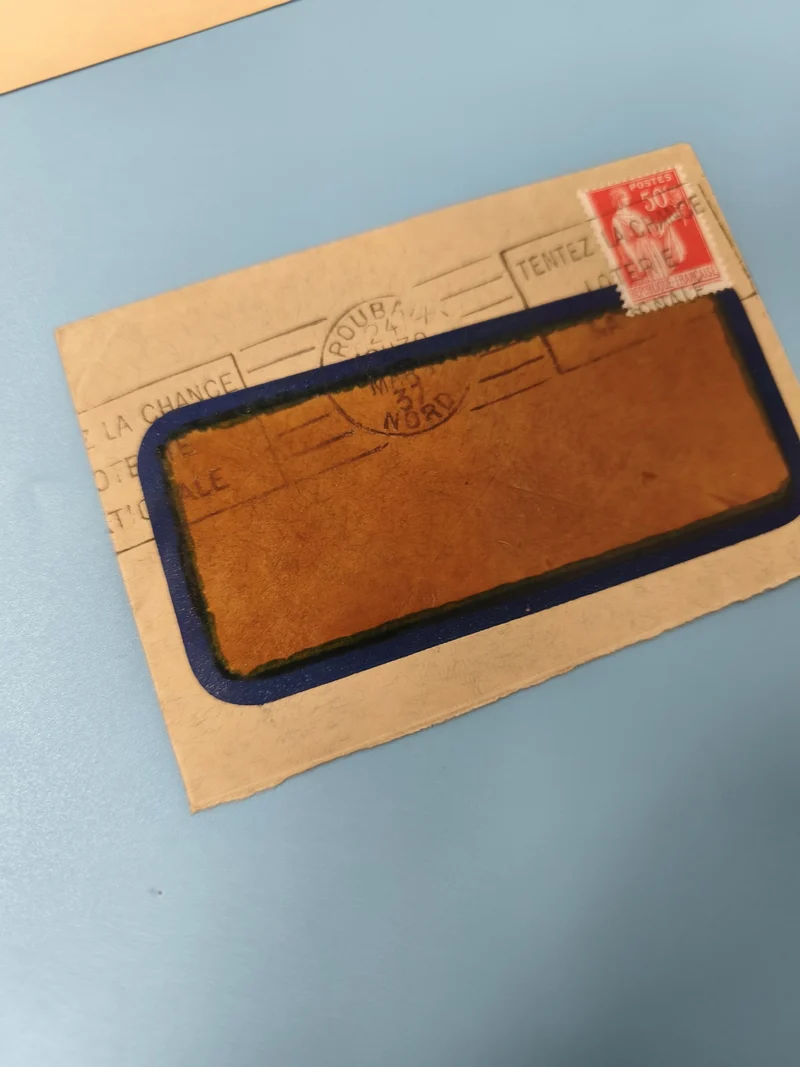Ancienne enveloppe oblitérée début XXe philatélie, timbre 50c rouge, fenêtre