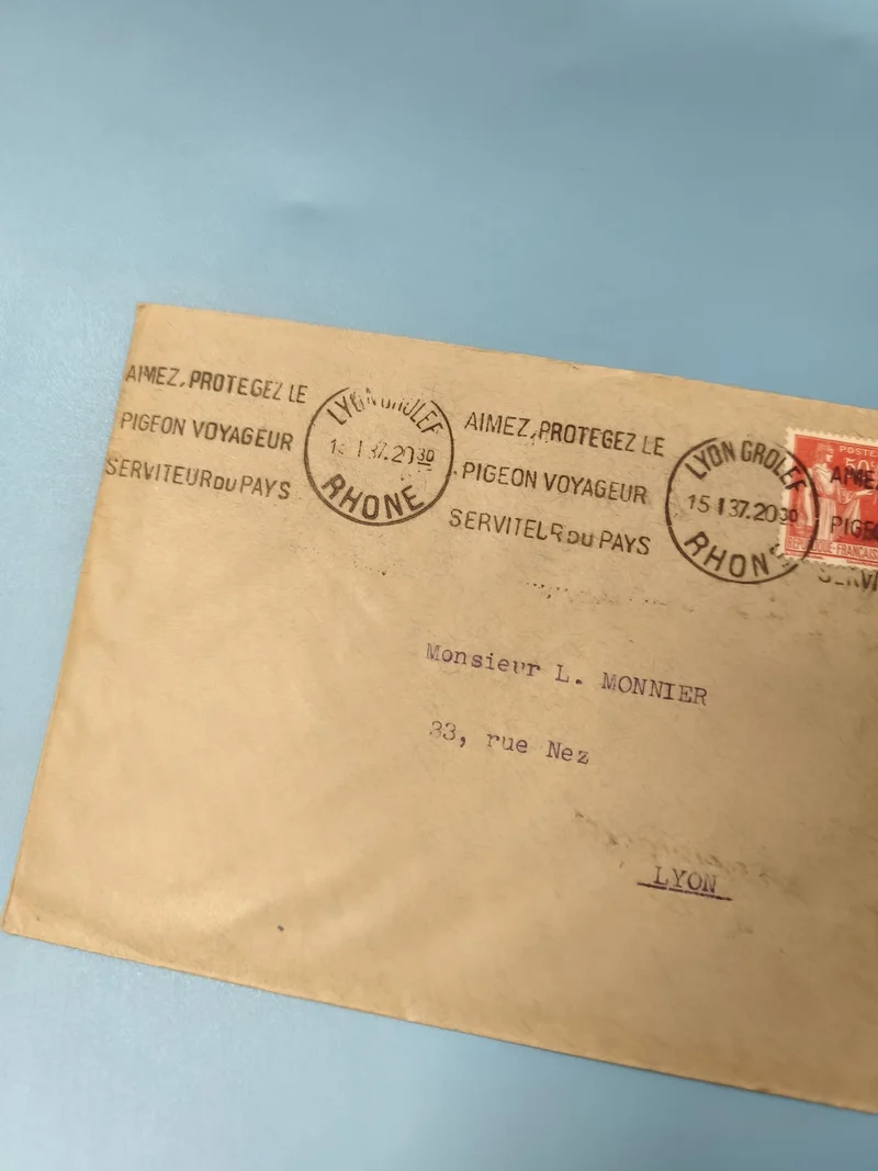 Ancienne enveloppe oblitérée début XXe philatélie Lyon timbre rouge