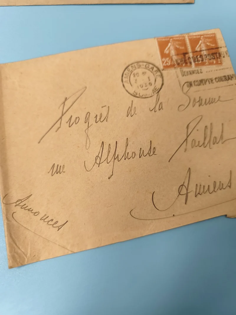 Ancienne enveloppe oblitérée début XXe Philatélie France Amiens 1930 (Ref 6)