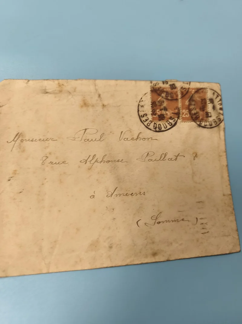 Ancienne enveloppe oblitérée début XXe philatélie France timbres 25c (Ref 6)