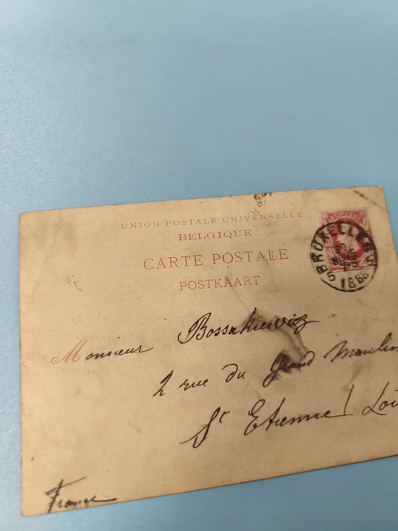 Ancienne carte postale Belgique début XXe philatélie timbre 5c (Ref 7)