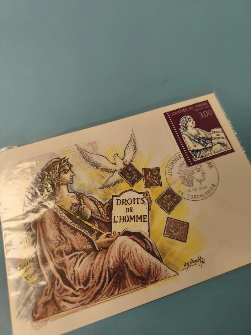 Ancienne enveloppe FDC Droits de l?Homme Journée du Timbre 1997 illustrée