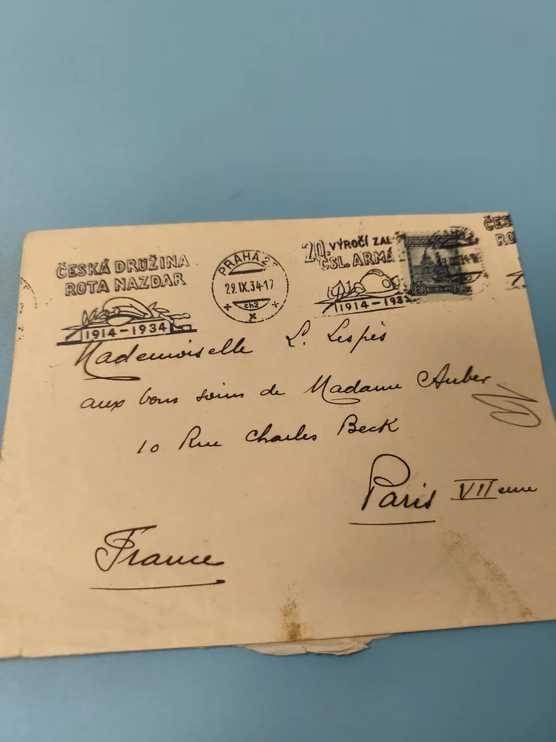Ancienne enveloppe oblitérée 1914-1934 Tchécoslovaquie philatélie vintage