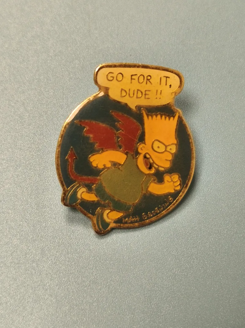 Vintage pin's Les Simpsons Bart diable émaillé dessin animé collection (Ref 1)