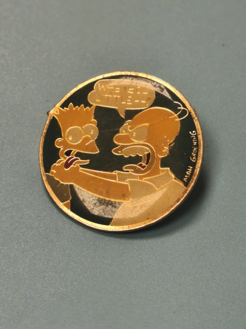 Vintage pin's Les Simpsons Bart et Homer doré collection animation (Ref 1)