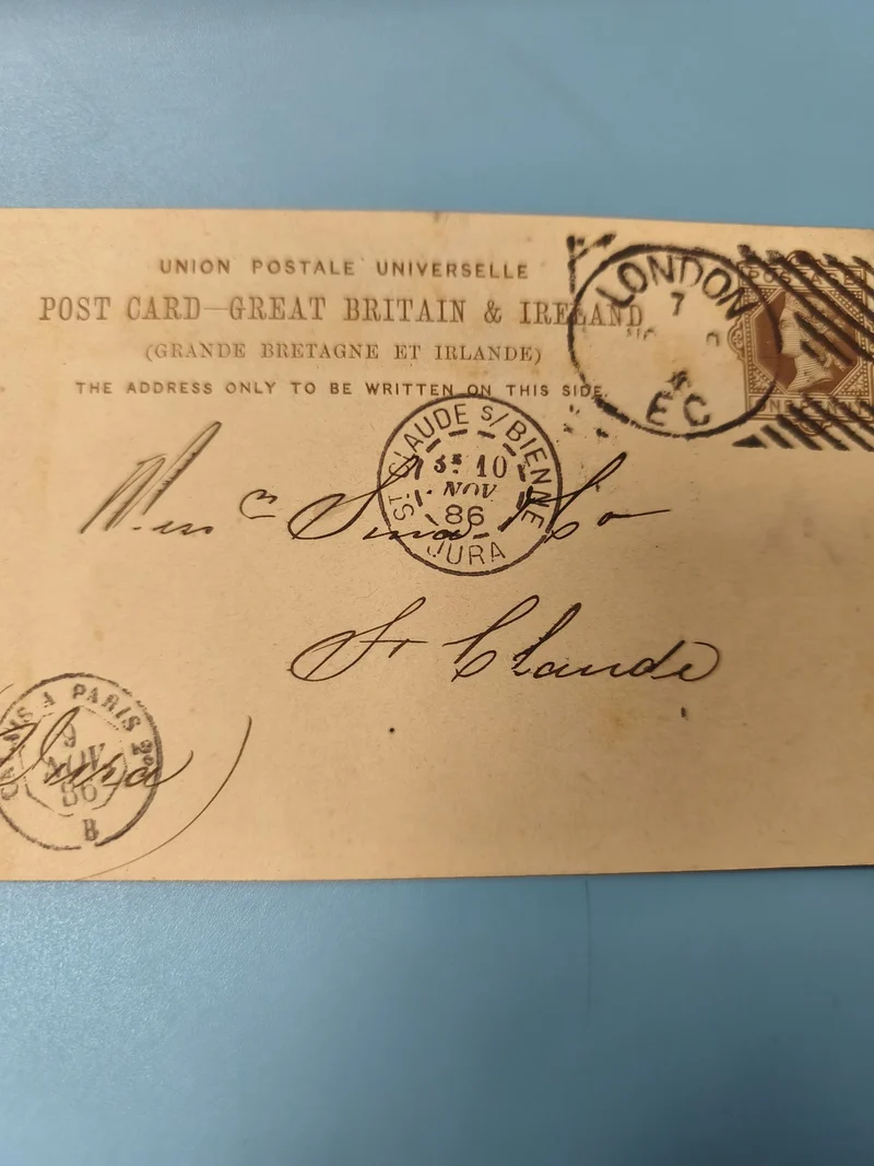 Ancienne enveloppe oblitérée 1886 philatélie Union Postale Universelle (Ref 7)