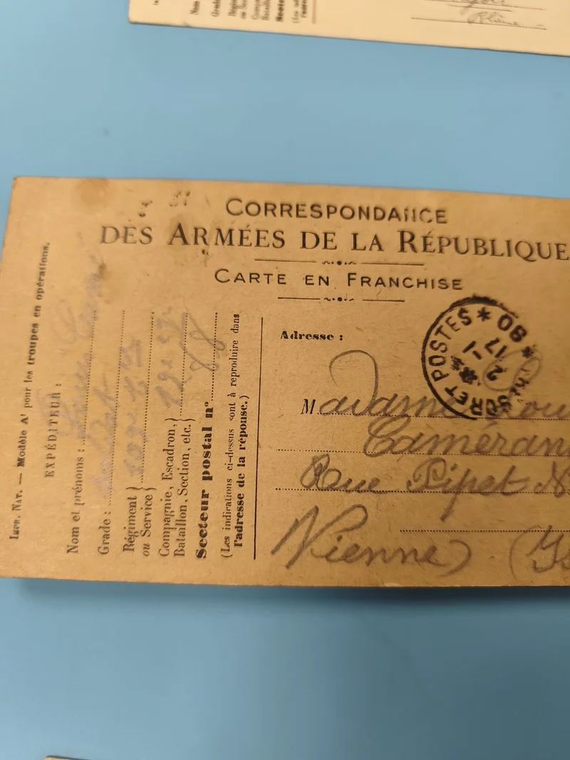Ancienne carte postale armée française, correspondance militaire, vintage (Ref 7