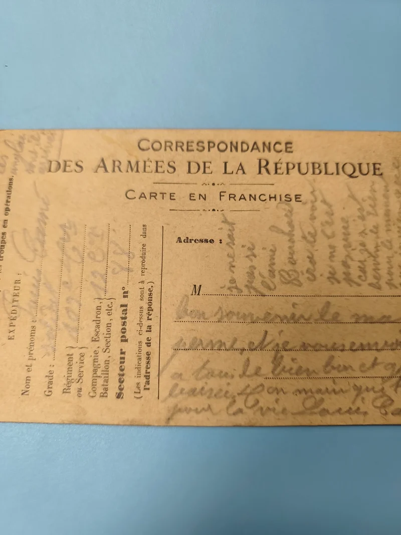 Ancienne carte postale militaire Correspondance Armées République écriture manus