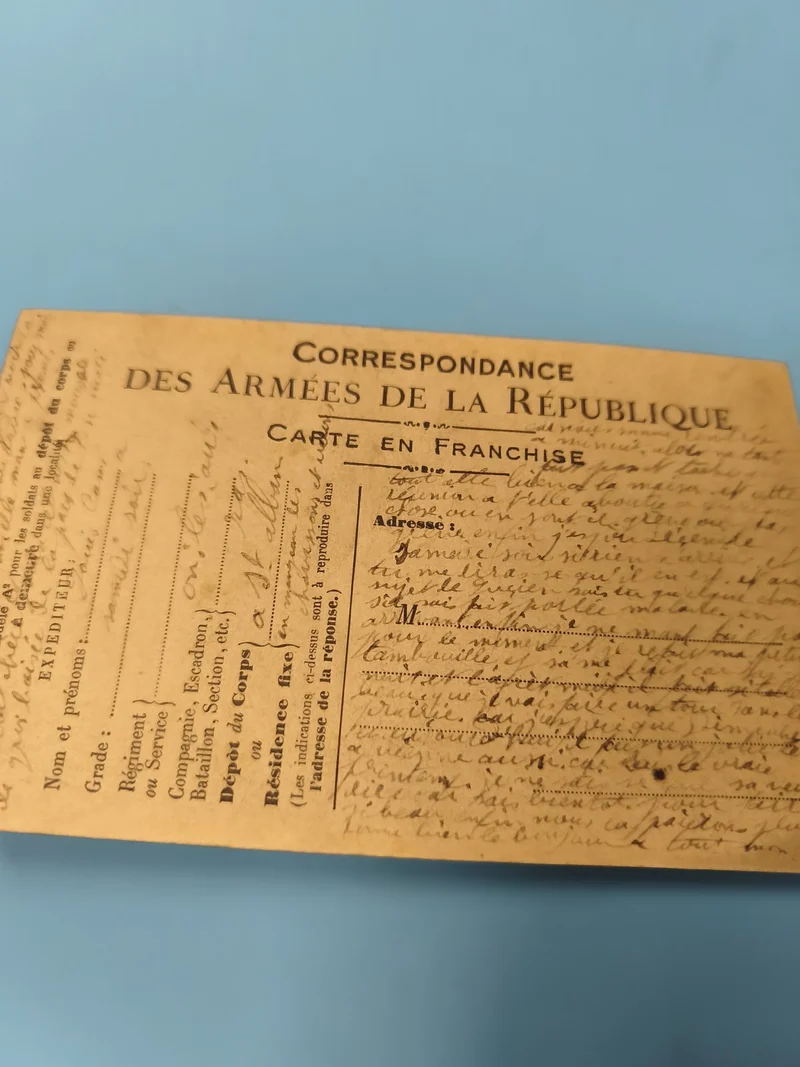 Ancienne carte postale militaire Armées de la République manuscrite vintage